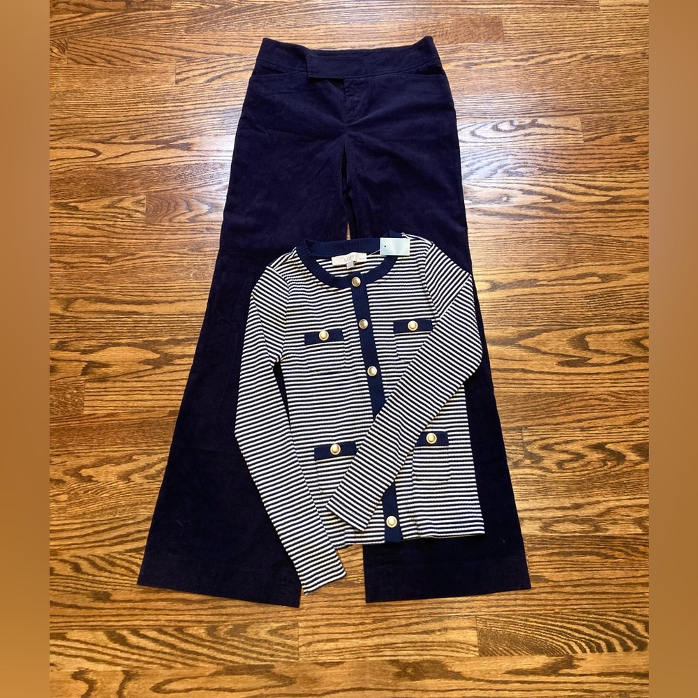 A combo LOFT Sweater & LILY PULITZER cords